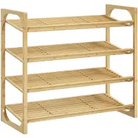 HOMCOM -Schuhregal-Bambus-76L x 33B x 67H cm-Naturholz