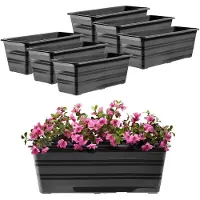 Kadax Set bloembak, 6 x 40 cm, antraciet, balkonpot van kunststof, weerbestendige plantenbak, bloempot, balustrade voor bloemen