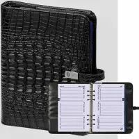 Kalpa 1011-03 hervulbare A5 Ringband Planner Alligator Zwart 1 week per 2 paginas 2026-2027-2028