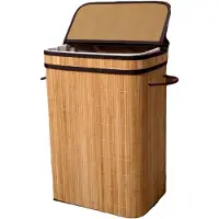Ceruzo Bamboe Wasmand 72L – Wassorteerder met Klapdeksel – Wasbare Binnenzak –H60 cm