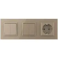 Livolo | Goud | 2+2+SR | Puls | Wipschakelaar met wandcontactdoos -