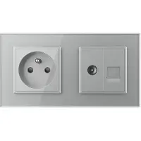 Livolo | Grijs | SR+SR | Wandcontactdoos | TV | Netwerk | France -