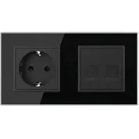 Livolo | Zwart | SR+SR | Wandcontactdoos | Telefoon | Telefoon -