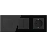 Livolo | Zwart | 1+2+SR | Puls | Wipschakelaar met wandcontactdoos -