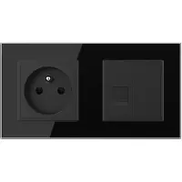 Livolo | Zwart | SR+SR | Wandcontactdoos | Telefoon | Blindplaat |
