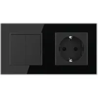 Livolo Wipschakelaar | Dubbel | Wandcontactdoos | Zwart | Aan/Uit |