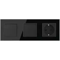 Livolo | Zwart | 1+1+SR | Puls | Wipschakelaar met wandcontactdoos -