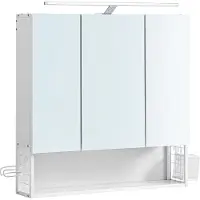 Songmics Spiegelkast met verlichting, Wit