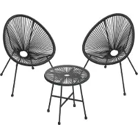 Songmics Set van 3 balkonmeubels met tafel en 2 stoelen, Zwart