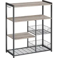 Vasagle Keukenplank met haken en planken, Grijs + Zwart