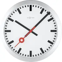 Nextime Station – Wandklok – 35 cm – Geborsteld Aluminium – Wit