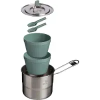 Stanley Adventure Stainless Camping Kookset voor Twee Personen - 6 Delige Kook Set Met Kommen en Sporks - Roestvrijstalen Pan met Deksel - Voor Backpacken, Hiken En Kamperen