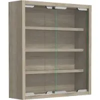 VCM AgisaS glazen vitrines wandmontage 2 schuifdeuren eik decor.