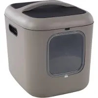 Flamingo Kattenbak – design line XXL – Romy Taupe – 61,5x50x57,5 cm – extra ruim – gerecycleerde kunststof – met magnetische deur & koolfilter – makkelijk schoon te maken – voor grote katten