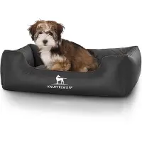 Knuffelwuff laser-gewatteerd kunstleer hondenbed Milan M-L 85 x 63cm zwart