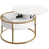 Vicco Marlo Salontafel – 77 x 77 cm Marmer Wit/Goud