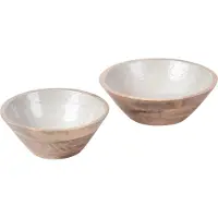 Beliani ARISH - Set van 2 schalen - Bruin/Wit - Mangohout