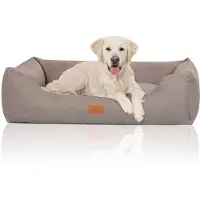 Knuffelwuff Hondenbed Lotte van velours met fijn handgeweven karakter XL 105 x 75cm lichtgrijs