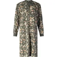 Lunatex - warm dames nachthemd 224188 - aangeruwd interlock - green flower print - maat XL