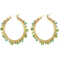 Yehwang oorbellen kleur goud met mooi groene steentjes - earrings gold and green - stainless steel - cadeau - moeder - dochter