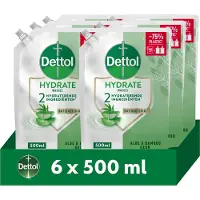 Dettol Handzeep - Hydrating Wasgel Navulling - Aloe Vera & Bamboe - 6x500ml - Voordeelverpakking