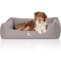 Knuffelwuff orthopedisch hondenbed Leano van velours handgeweven karakter oversized XXXL 155 x 105cm grijs