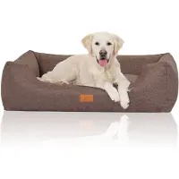 Knuffelwuff Hondenbed Lotte van velours met fijn handgeweven karakter XXL 120 x 85cm grijsbruin