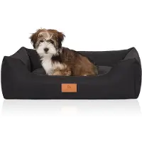 Knuffelwuff Hondenbed Lotte van velours met fijn handgeweven karakter M-L 85 x 63cm zwart