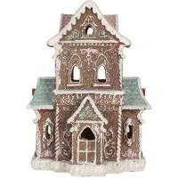 Clayre & Eef Gingerbread house met LED 15x12x20 cm Bruin Kunststof