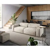 DELIFE Grote bank Sirpio 230x95 cm koorduroy beige met kruk