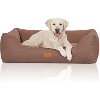 Knuffelwuff Hondenbed Lotte van velours met fijn handgeweven karakter XXL 120 x 85cm lichtbruin