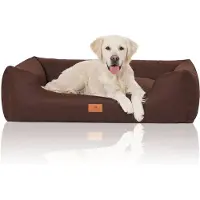 Knuffelwuff Hondenbed Lotte van velours met fijn handgeweven karakter XL 105 x 75cm bruin