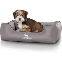 Knuffelwuff laser-gewatteerd kunstleer hondenbed Milan M-L 85 x 63cm grijs