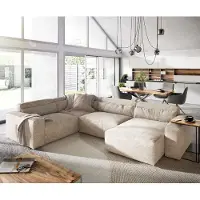 DELIFE Woonkamerlandschap Sirpio 300x210 cm Snoer beige recamiere variabel