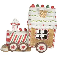 Clayre & Eef Kerstdecoratie met LED-verlichting en muziek Trein 21x12x17 cm Bruin Kunststof