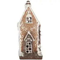 Clayre & Eef Gingerbread house met LED 15x9x20 cm Bruin Kunststof