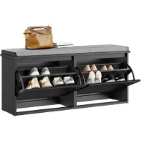 SoBuy Banc Chaussures avec Assise et Rangement, Noir