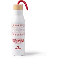 Roly Dubbelwandige RVS themoskan 500 ml, kleur wit met rood kerstmotief, model Melow