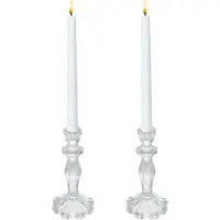 Atmosphera Decoration kaarsen kandelaar Decoglass - 2x - voor dinerkaarsen - glas - transparant - 10 x 20 cm