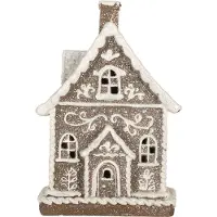 Clayre & Eef Gingerbread house met LED 16x10x23 cm Bruin Kunststof