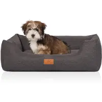 Knuffelwuff Hondenbed Lotte van velours met fijn handgeweven karakter Grijs