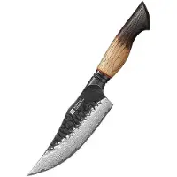 Xinzuo Koksmes Viking Damascus – X06 Mo Series – 15 cm – Gebrand Eiken Handvat – Professioneel Keukenmes
