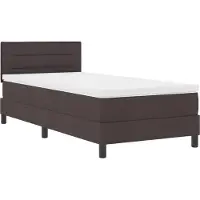 vidaXL Boxspring bed met matras met LED Donkerbruin 90 x 190 cm Stof