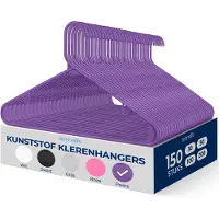 SereneLife Kleerhanger - 150 Stuks Plastic Hangers - Antislip Ruimtebesparende Kledinghangers - Duurzaam en Sterk voor Hemden, Truien, Hoodies, Kinderkleding en Jurken - Lichtgewicht - Paars