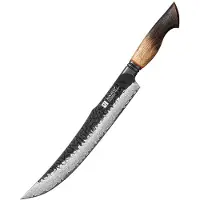 Xinzuo Vleesmes 25.5cm Damascus – X06 Mo Series – 25.5 cm – Gebrand Eiken Handvat – Professioneel Keukenmes