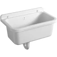 Aqualine Wandgemonteerde uitstortgootsteen 55x34cm, kunststof, wit