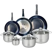 Elo Set van 3 Kookpannen 24, 28 en 32 cm en 4 braadpannen 12, 16, 20 en 24 cm Elo Prima Glanzend