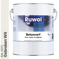 Ruwol Betonverf Gebroken Wit (RAL 9010) 5 liter