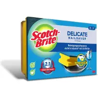 Scotch-Brite Delicate Nail Saver Spons 13,4 x 4,6 x 8,9 cm Blauw, geel 2 Stuks