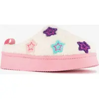 Thu!s teddy instap pantoffels met sterren wit roze maat 28/29